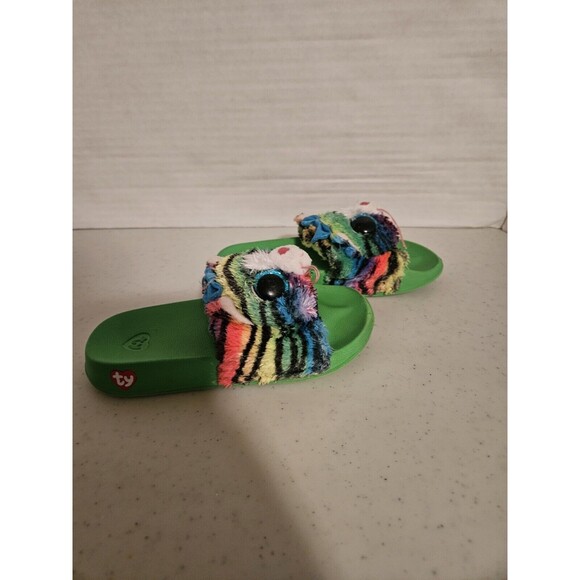 TY Fashion Girls size 11-13 KiKi Cat Slides Slip On Sandals Green Kitty Kitten - Picture 3 of 7